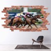 Racing Horse Race Red Brick 3D Hole In The Wall Sticker