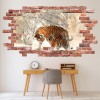 Tiger & Cub Red Brick 3D Hole In The Wall Sticker