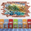 Animals Of The World Red Brick 3D Hole In The Wall Sticker