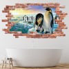 Arctic Penguins Red Brick 3D Hole In The Wall Sticker