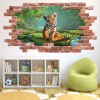Tiger Cub Red Brick 3D Hole In The Wall Sticker