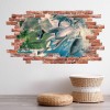 Dolphins Red Brick 3D Hole In The Wall Sticker