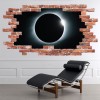 Total Eclipse Moon Red Brick 3D Hole In The Wall Sticker