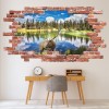 Stag Landscape Red Brick 3D Hole In The Wall Sticker