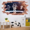 Astronauts In Space Red Brick 3D Hole In The Wall Sticker