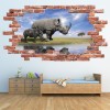 Rhino Red Brick 3D Hole In The Wall Sticker