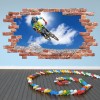 Mountain Bike Jump Sports Red Brick 3D Hole In The Wall Sticker