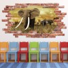 Elephant Safari Red Brick 3D Hole In The Wall Sticker