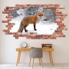 Red Fox Red Brick 3D Hole In The Wall Sticker