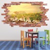 Lion Cubs Red Brick 3D Hole In The Wall Sticker