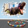T-Rex Dino Attack White 3D Hole In The Wall Sticker