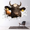 Dairy Cow White 3D Hole In The Wall Sticker