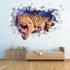 T-Rex Dinosaur Attack White 3D Hole In The Wall Sticker