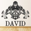 Weight Lifting Gym Gorilla Personalised Name Wall Sticker