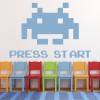 Press Start Invaders Space Gaming Wall Sticker