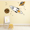 Black & Yellow Space Rocket Wall Sticker