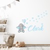 Personalised Name Blue Elephant Nursery Wall Sticker