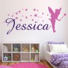 Personalised Name Pink Stars & Tinkerbell Wall Sticker