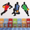 3 Basketball Players Sports Wall Sticker