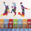 Paint Splash Basketball Players Wall Sticker