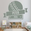 Personalised Name & Date Cricket Ball Wall Sticker