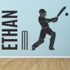 Personalised Name Cricket Batsman, Wickets & Stumps Wall Sticker