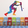 Paint Splash Cricket Batsman Wall Sticker