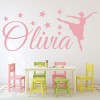 Personalised Name Ballet Dancer & Stars Wall Sticker