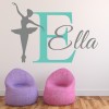Personalised Name & Initial Ballet Dancer Gymnastics Wall Sticker