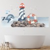 Whale & Lighthouse Ocean Bathroom Kids Wall Sticker