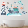 Lighthouse & Boat Ocean Bathroom Wall Sticker Set