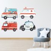 Emergency Services Vehicles Childrens Wall Sticker Set