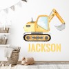 Personalised Name Yellow Digger Kids Wall Sticker
