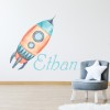 Personalised Name Red Space Rocket Wall Sticker