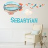Personalised Name Balloon Zeppelin Airship Wall Sticker