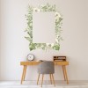 White & Green Flowers Tropical Floral Frame Wall Sticker