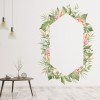 Pink, White & Green Flowers Tropical Floral Frame Wall Sticker