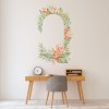 Red & Green Flowers Tropical Floral Frame Wall Sticker