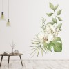 White & Green Flower Design Tropical Floral Wall Sticker