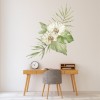 White Flowers & Green Leaves 1 Tropical Floral Wall Sticker