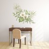 White Flowers & Tropical Green Leaves Wall Sticker