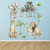 Tropical Safari Zebra Lions Wall Sticker Set