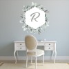 Personalised Initial Blue Leaf Frame Floral Wall Sticker