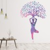 Pink Yoga Meditation Pose Yoga Tree Wall Sticker