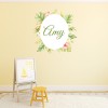 Personalised Name Tropical Leaves Circular Frame Wall Sticker