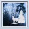 Merry Christmas Quote Reindeer Tree Frosted Window Sticker
