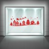 Christmas Village Santa Reindeer Window Sticker