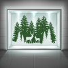 Winter Stag Christmas Forest Scene Window Sticker
