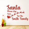 Personalised Family Name Santa Stop Here Christmas Wall Sticker