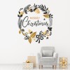 Merry Christmas Wreath Gold & Black Design Wall Sticker